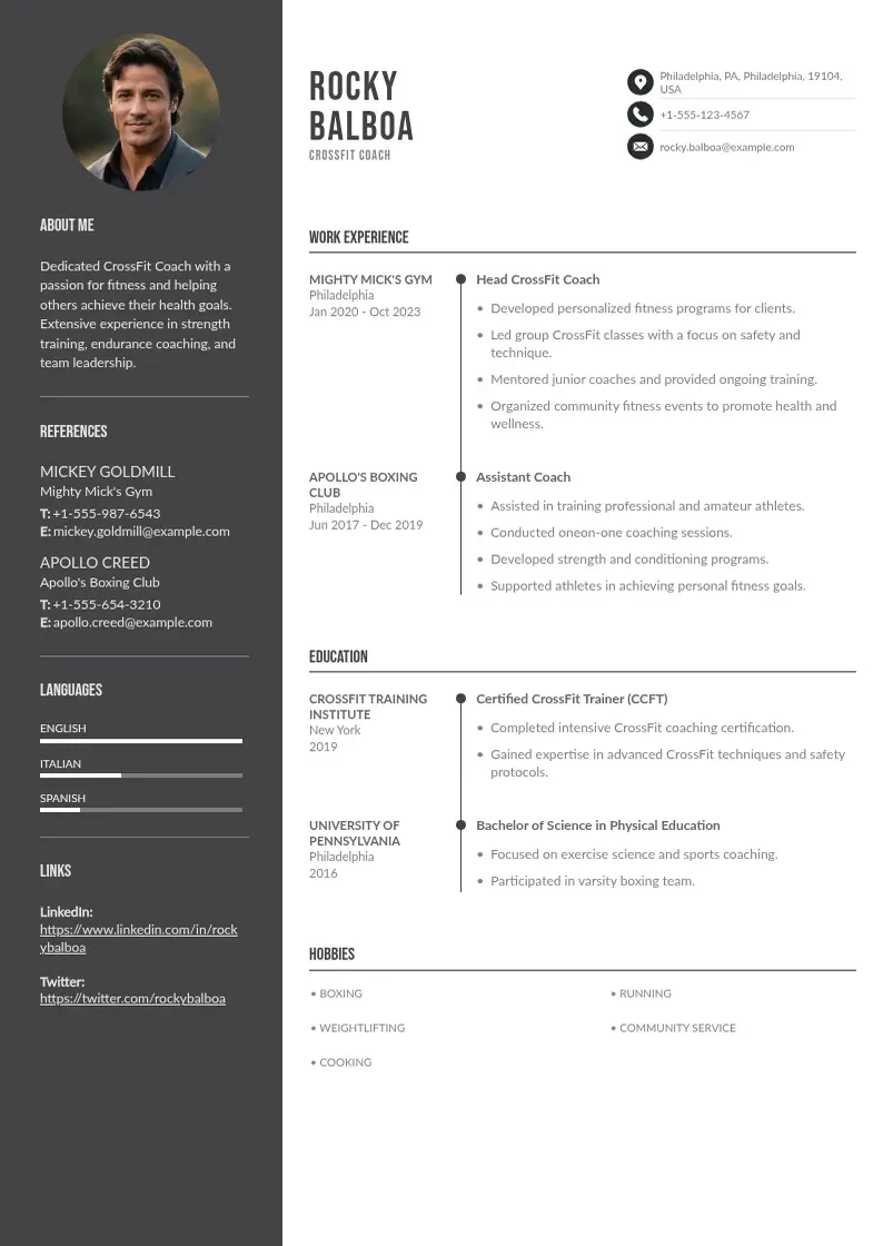two column crossfit-coach-resume-examples resume example