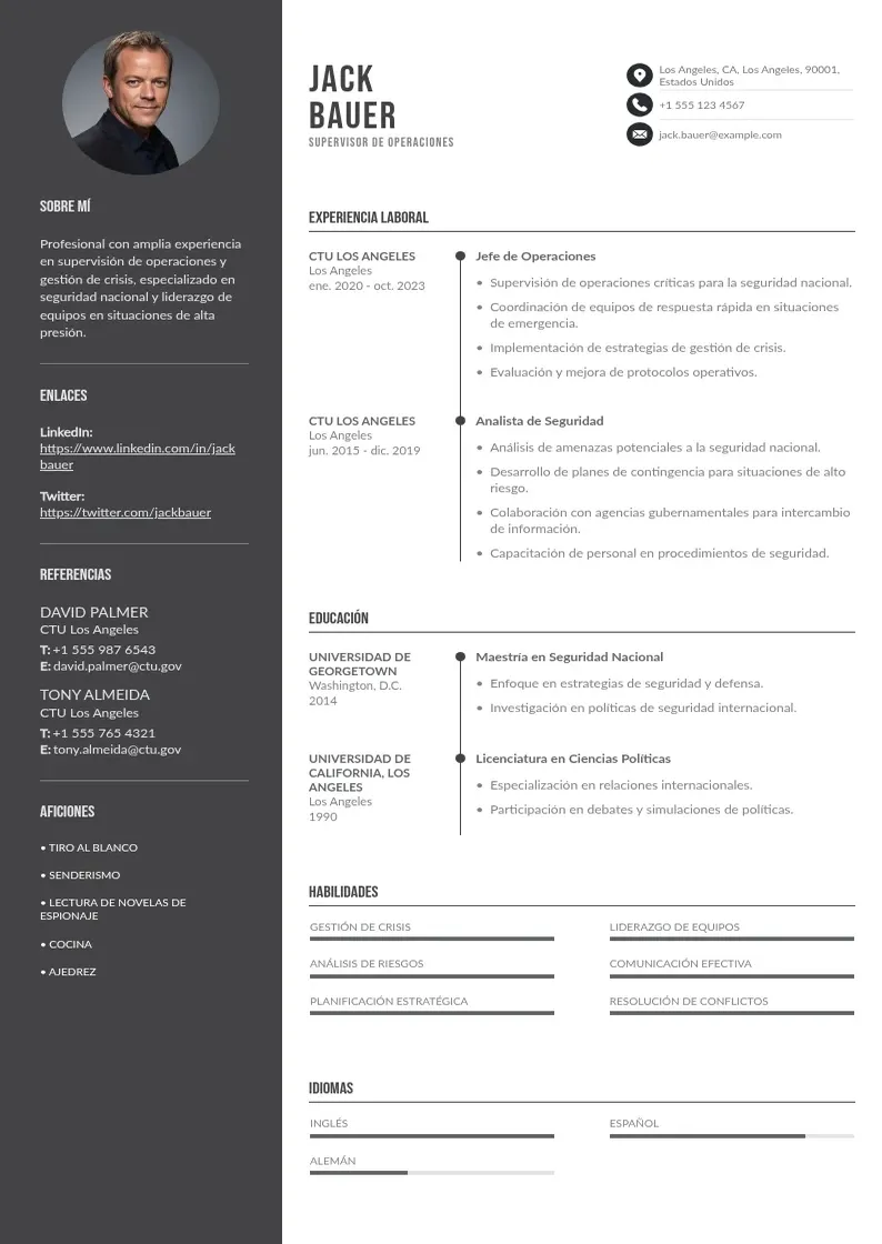 two column supervisor-de-operaciones resume example