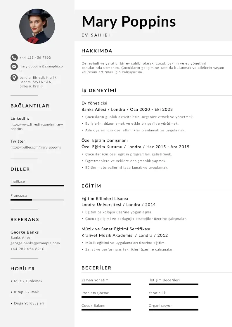 Mūsdienīga Ev sahibi  CV veidne