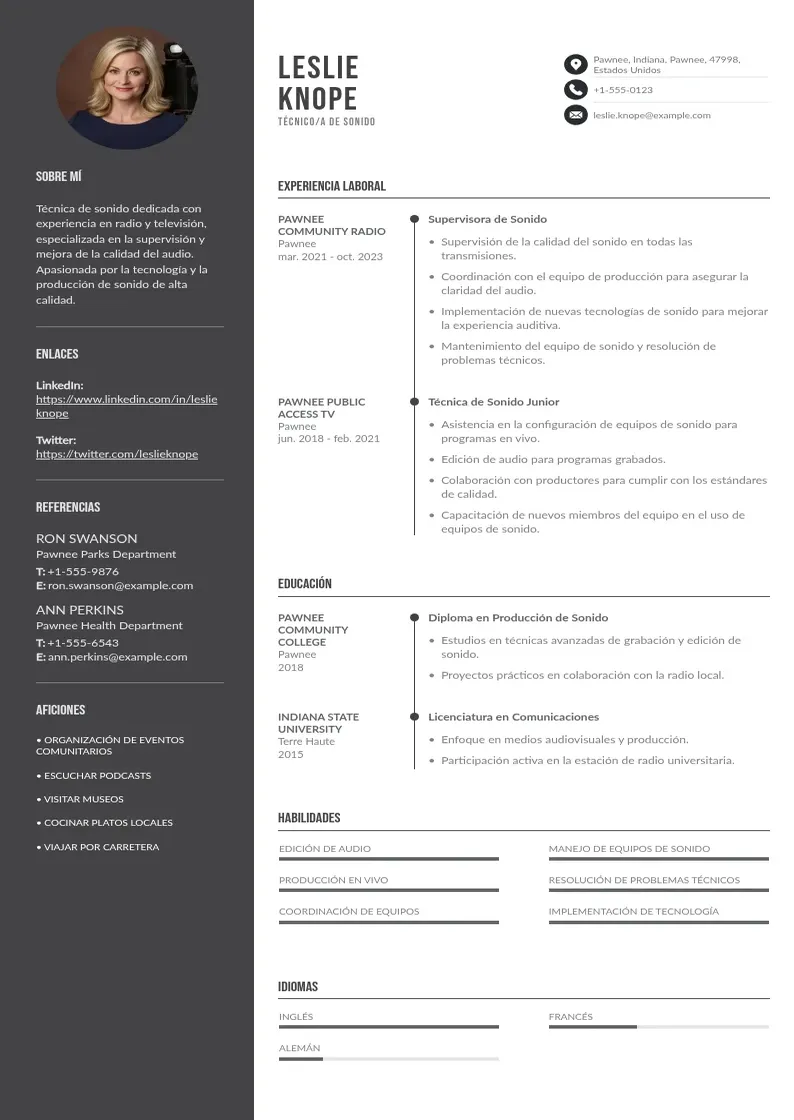 two column tecnicoa-de-sonido resume example
