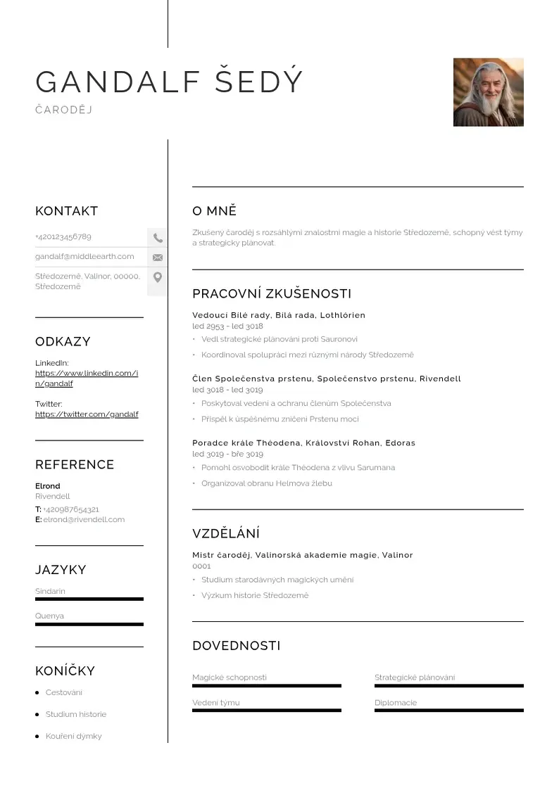 Vienkārša Chuva zivotopis CV piemērs