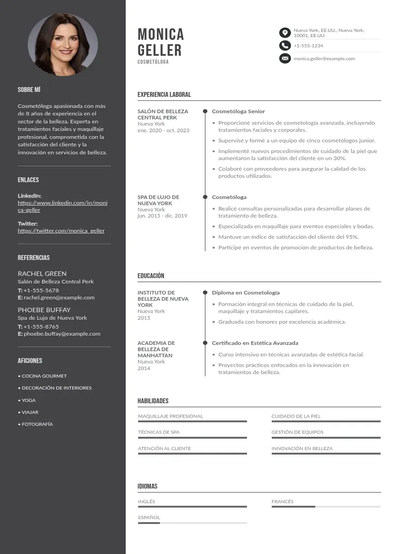 two column curriculum-de-un-cosmetologo resume example