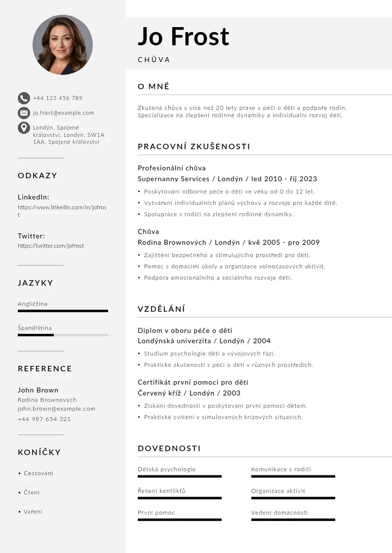 Mūsdienīga Hlidani deti CV veidne