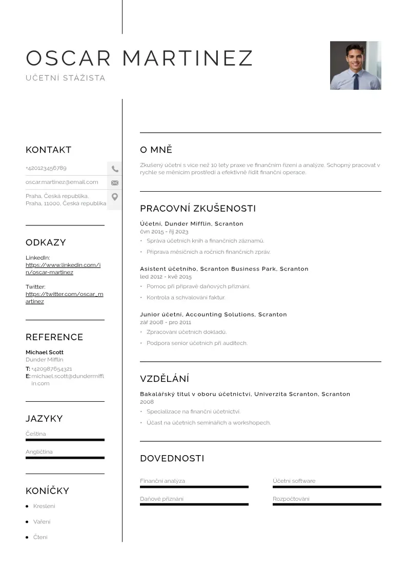 Vienkārša Ucetni stazista zivotopis CV piemērs