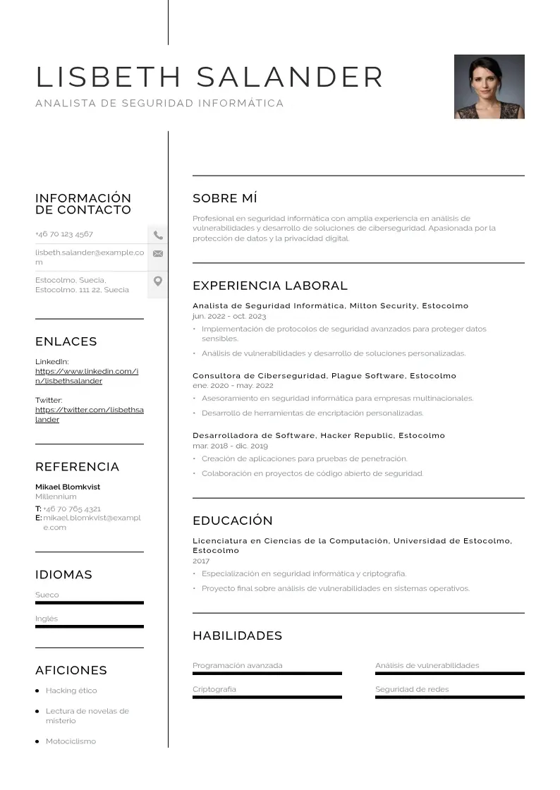 two column curriculum-de-informatico resume example