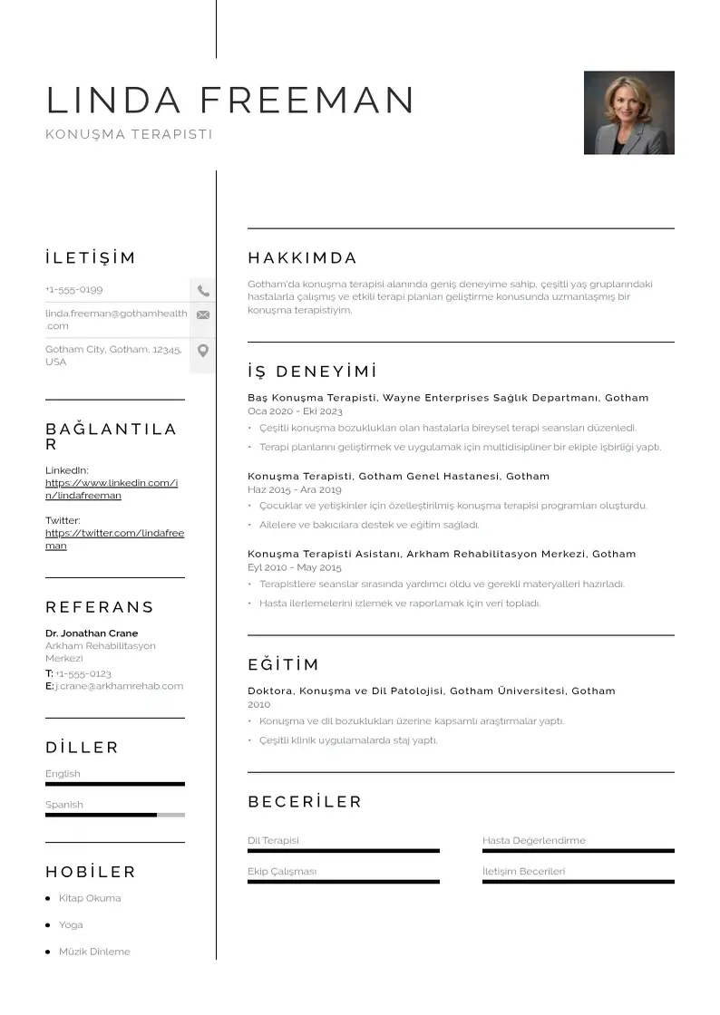 Vienkārša Konuşma terapisti  CV piemērs