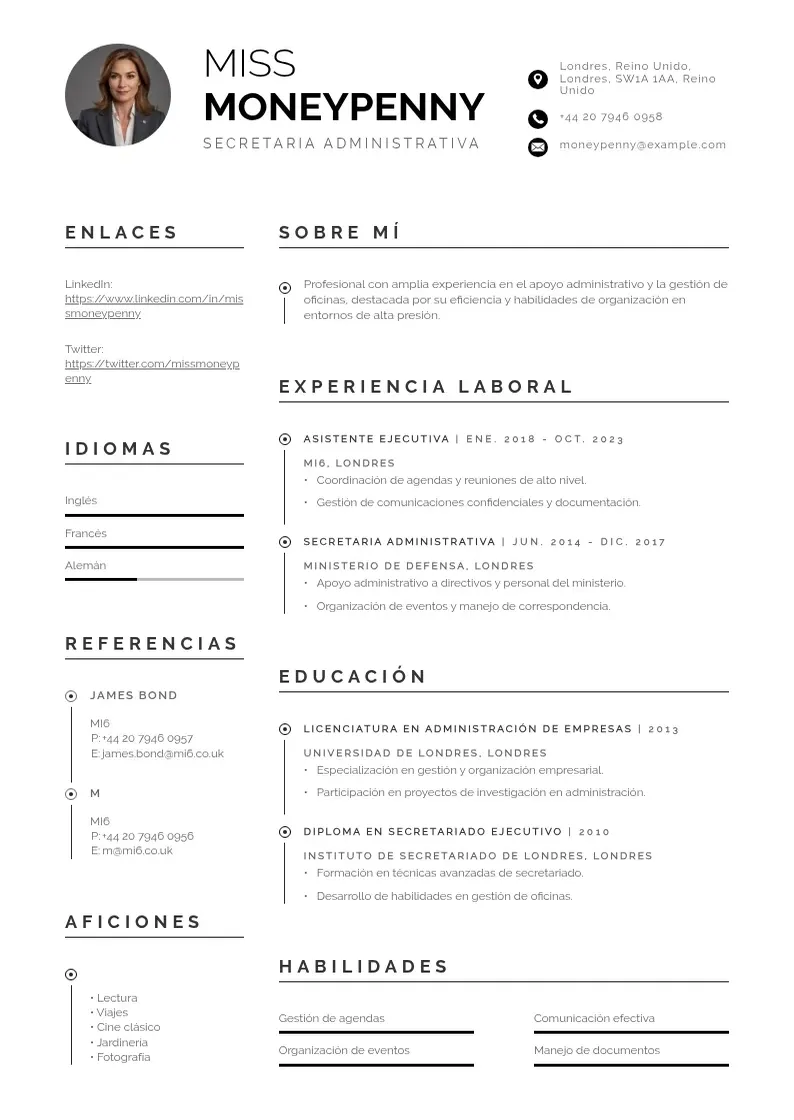 two column curriculum-de-secretaria-administrativa resume example