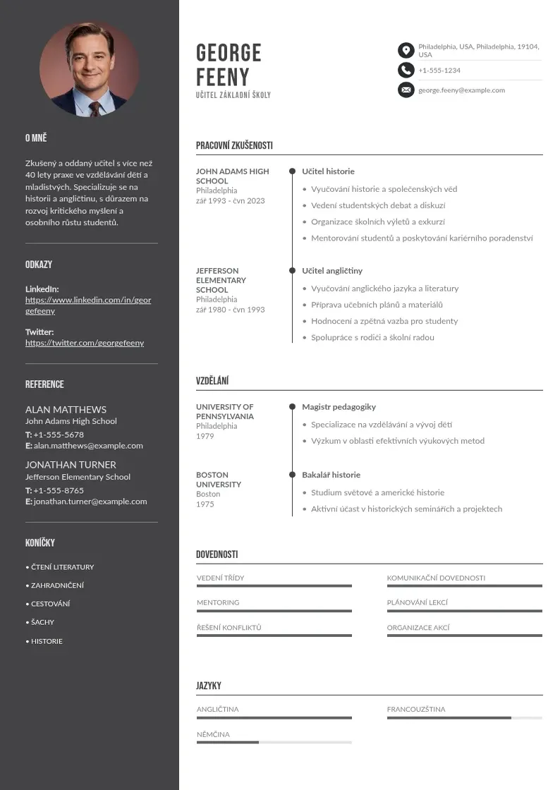 Divu kolonnu Ucitele zakladni skoly zivotopis CV piemērs
