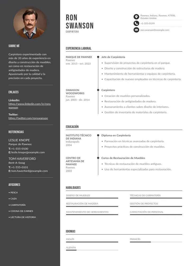 two column curriculum-de-carpintero resume example