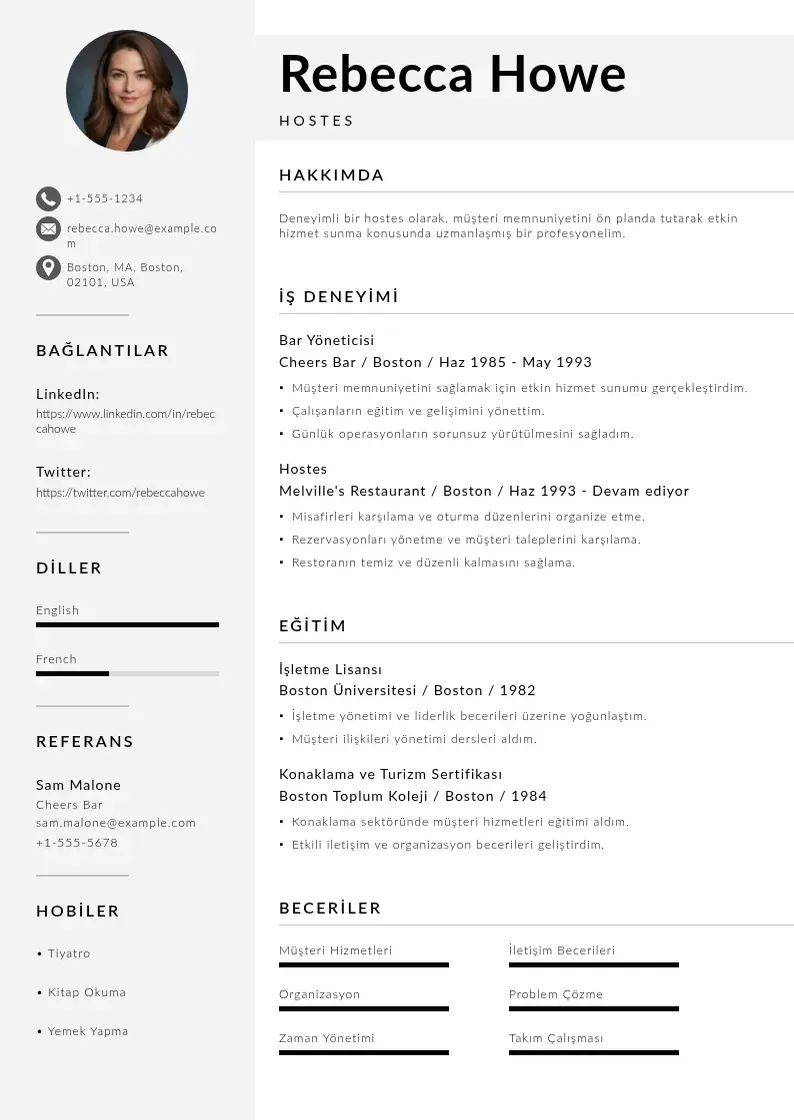 Mūsdienīga Hostes CV veidne