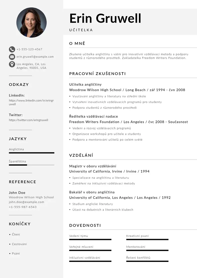 Mūsdienīga Ucitel zivotopis CV veidne