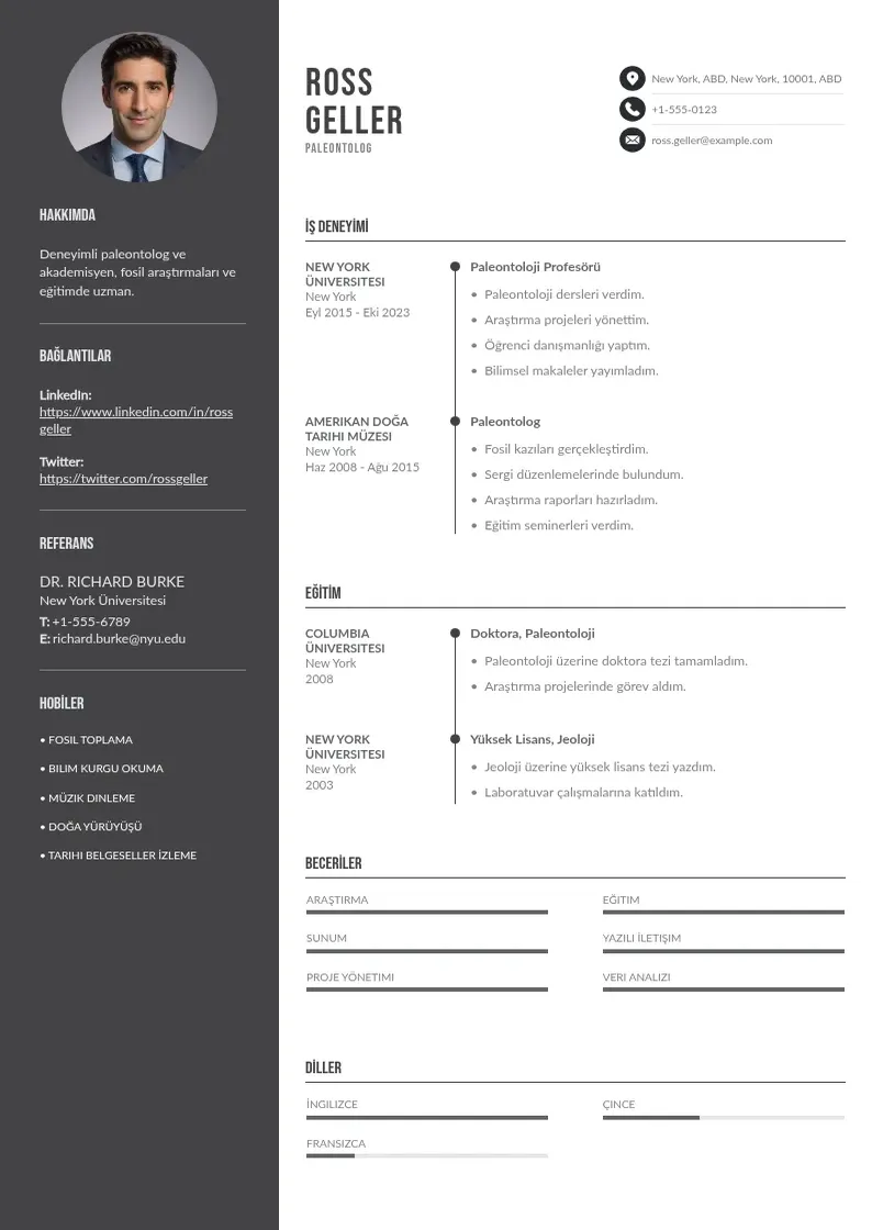 Divu kolonnu Ingilizce CV piemērs