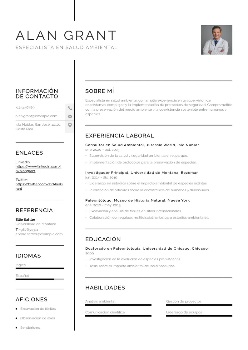 two column especialista-en-salud-ambiental resume example