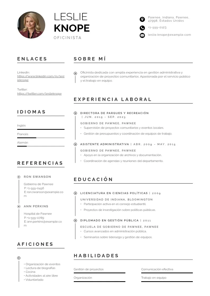 two column cv-oficinista resume example
