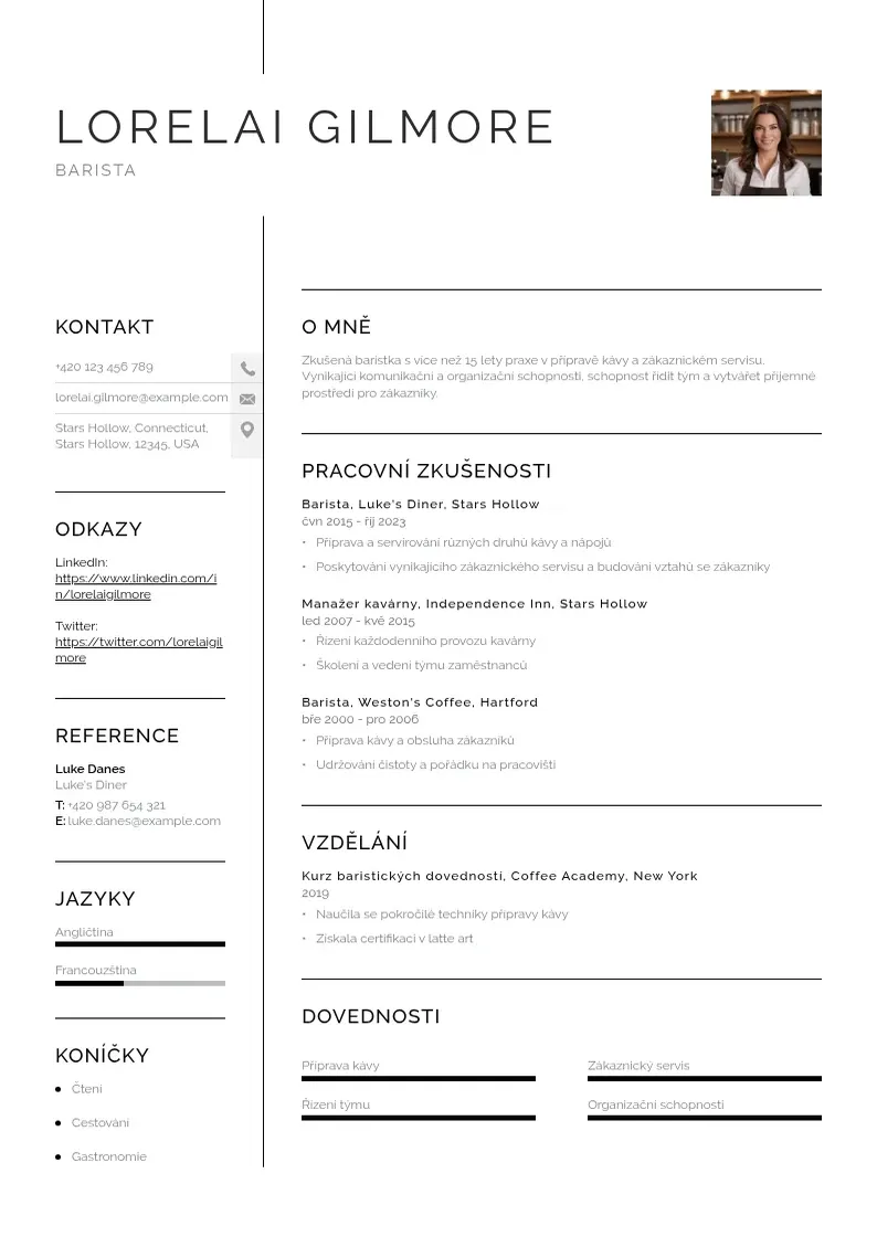 Vienkārša Zivotopis barista CV piemērs