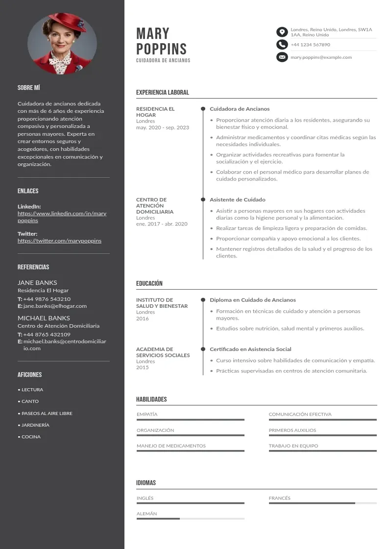two column curriculum-cuidadora-de-ancianos resume example