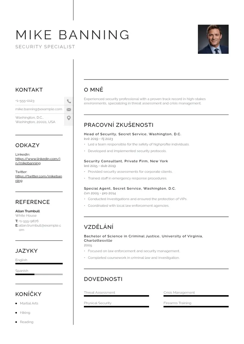 Vienkārša Ochranka zivotopis CV piemērs