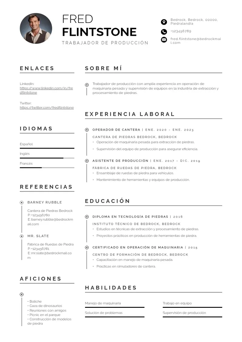 two column ejemplo-de-curriculum-vitae-de-trabajador-de-produccion resume example