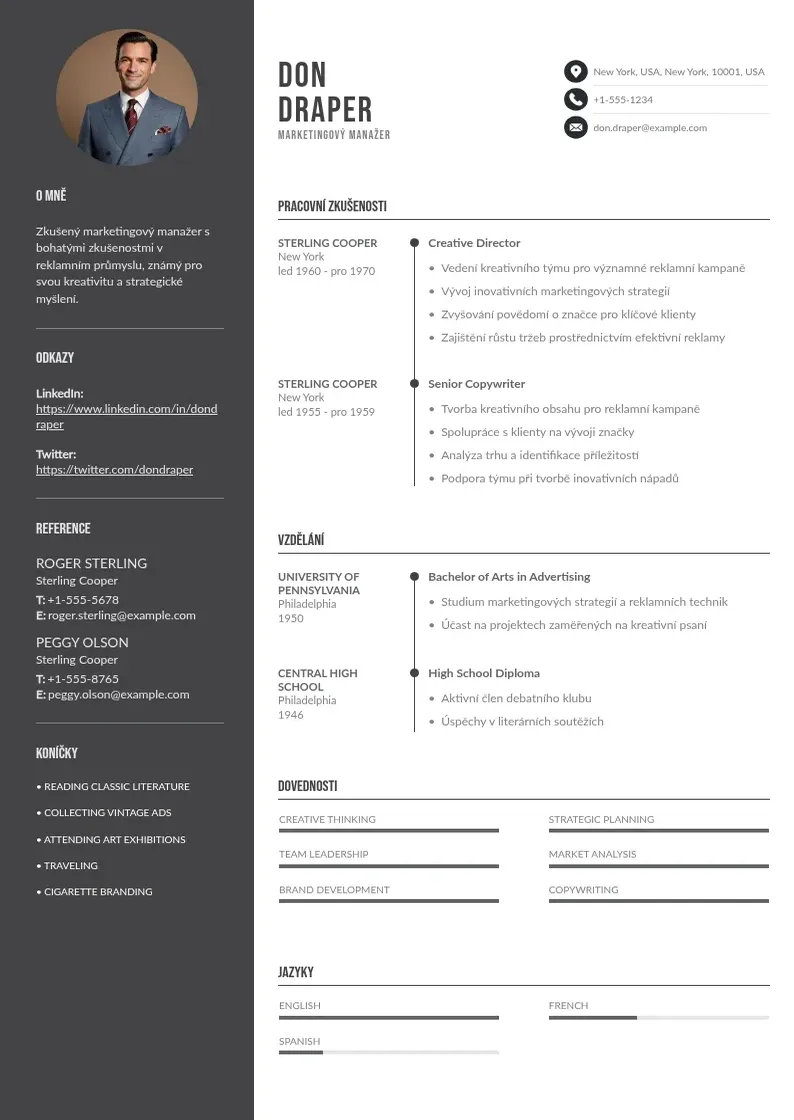 Divu kolonnu Priklady zivotopisu marketingovych manazeru CV piemērs