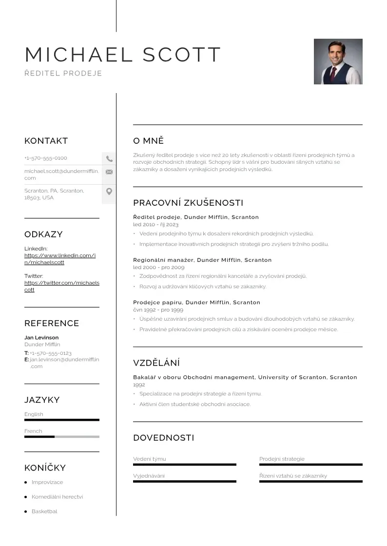 Vienkārša Reditele prodeje zivotopis CV piemērs