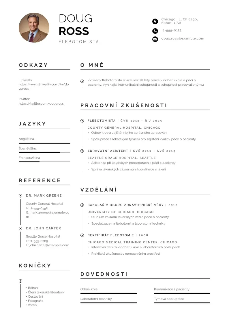 Profesionāla Flebotomista zivotopis CV veidne