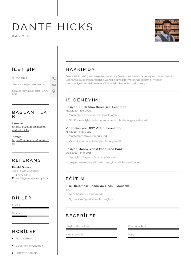 Vienkārša Kasiyer CV piemērs