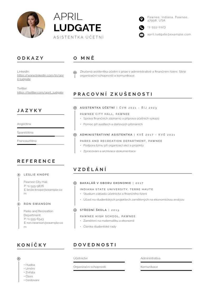 Profesionāla Asistentka ucetni zivotopis CV veidne