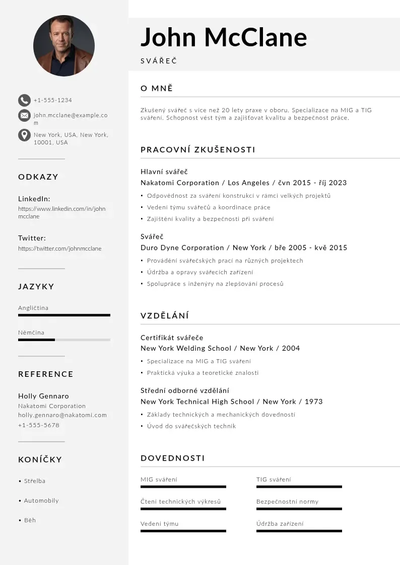 Mūsdienīga Zivotopis svarece CV veidne