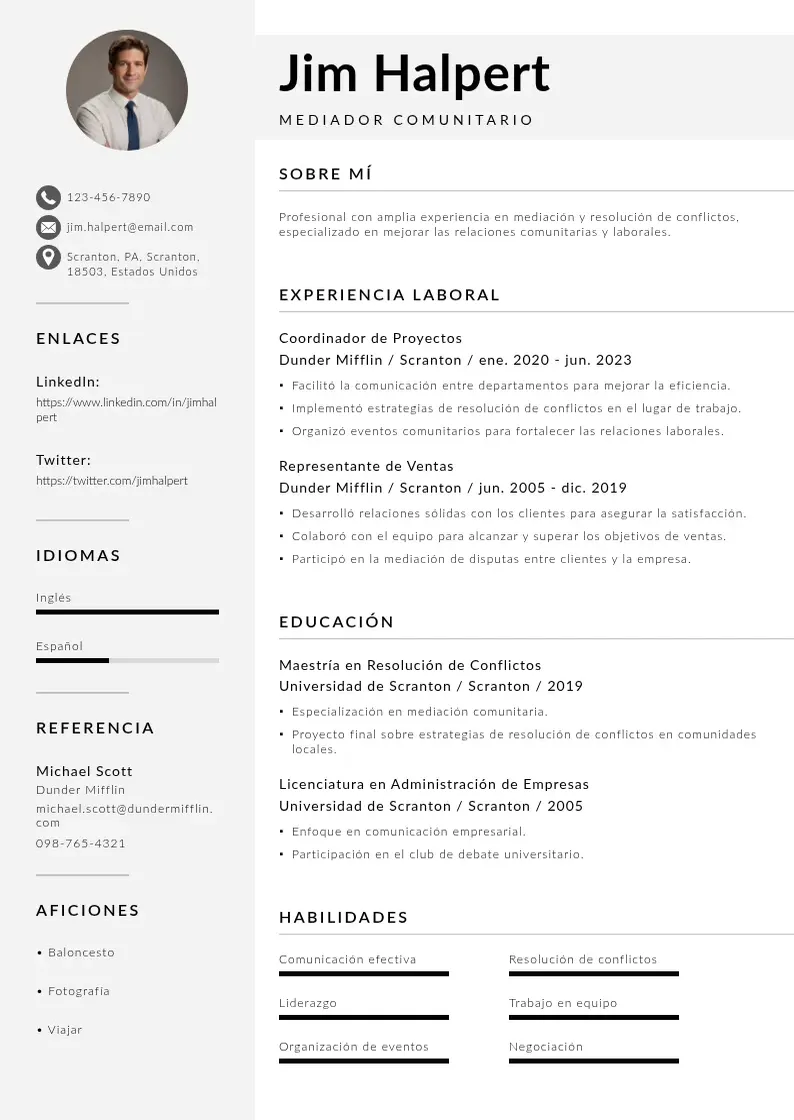 two column mediadora-comunitarioa resume example