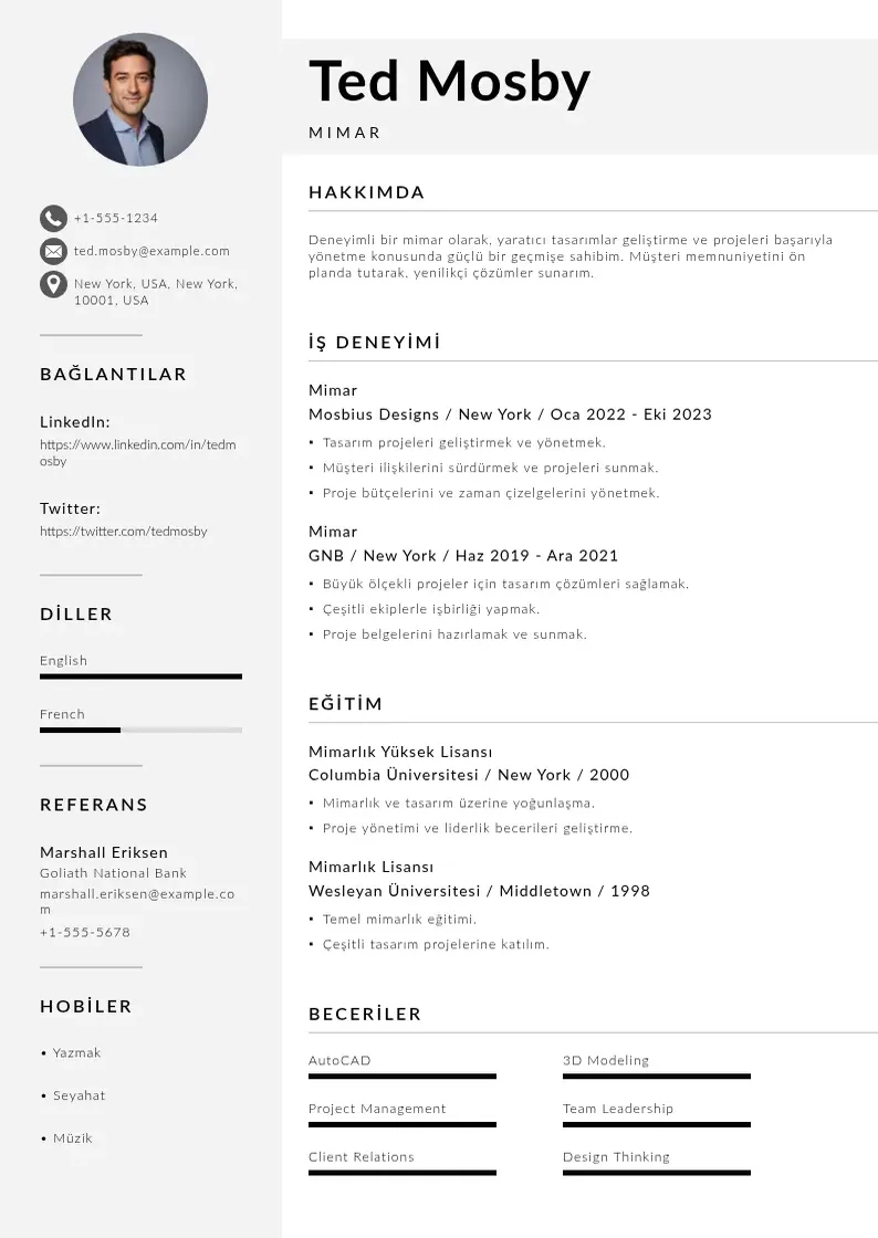 Mūsdienīga Deneyimsiz CV veidne