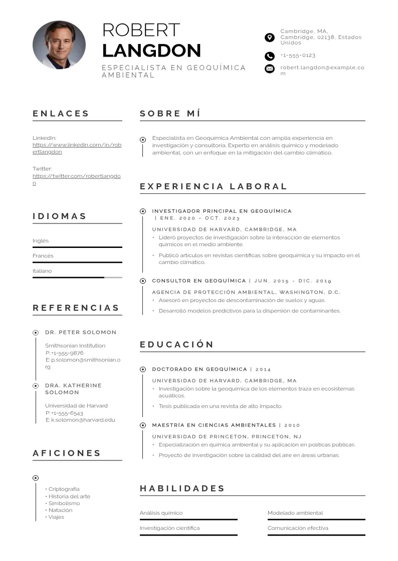 two column especialista-en-geoquimica-ambiental resume example