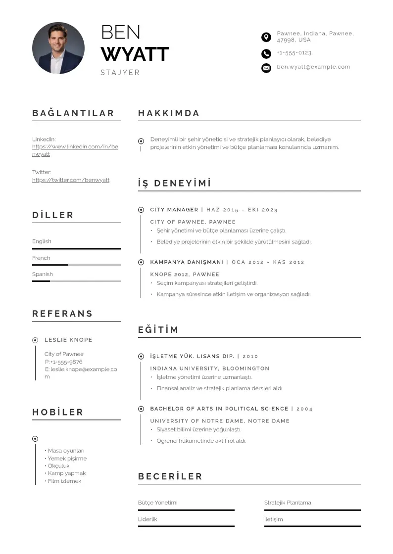 Profesionāla Stajyer CV veidne