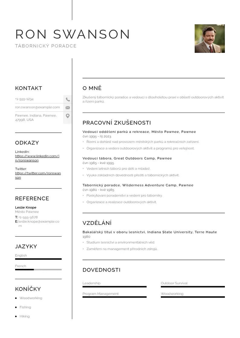 Vienkārša Taboroveho poradce zivotopis CV piemērs