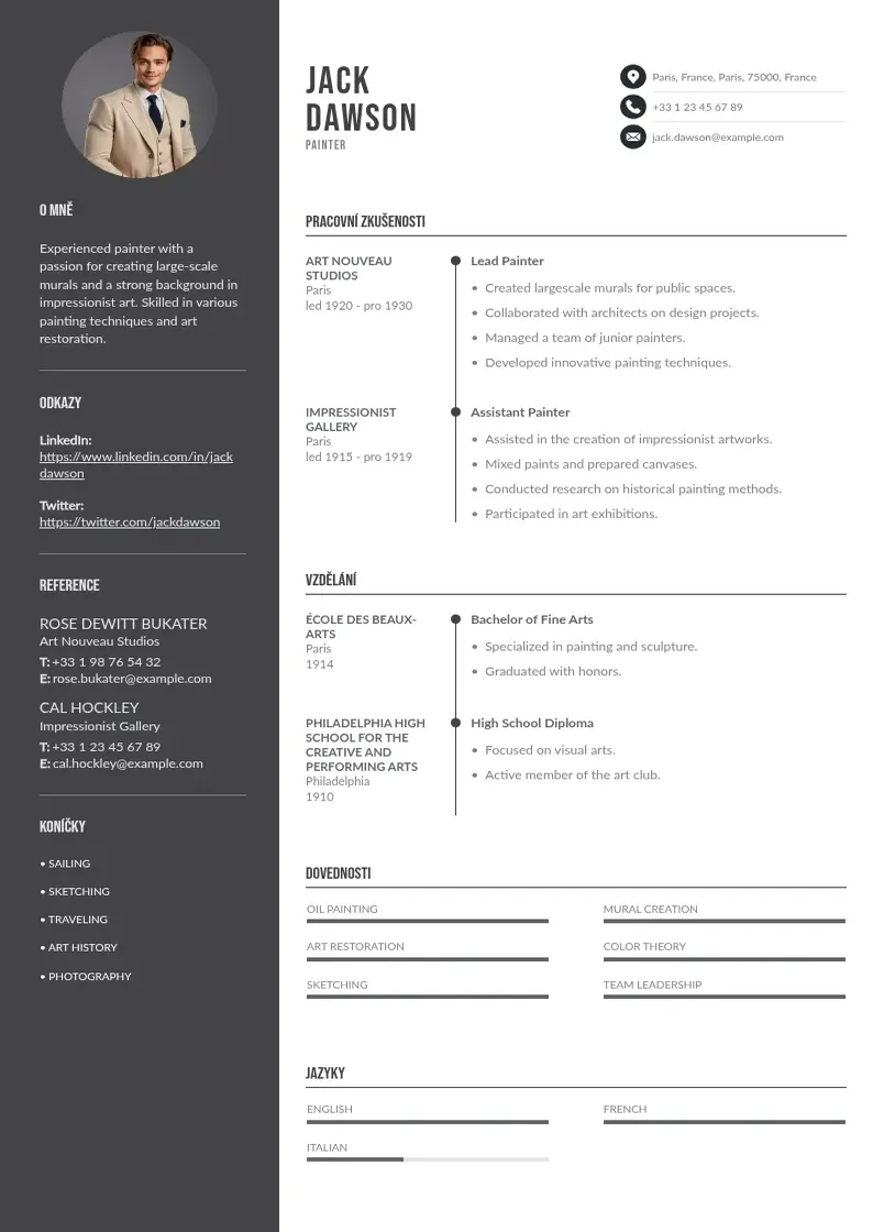 Divu kolonnu Malir zivotopis CV piemērs