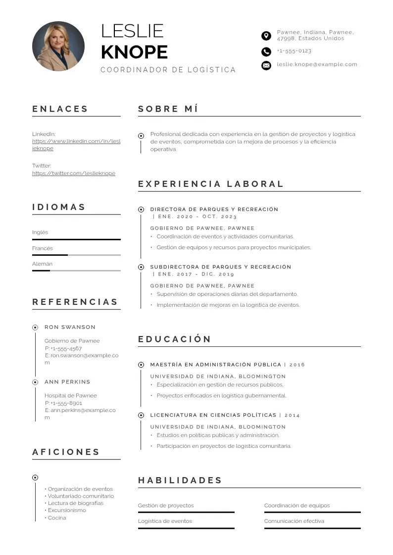 two column cv-coordinador-de-logistica resume example