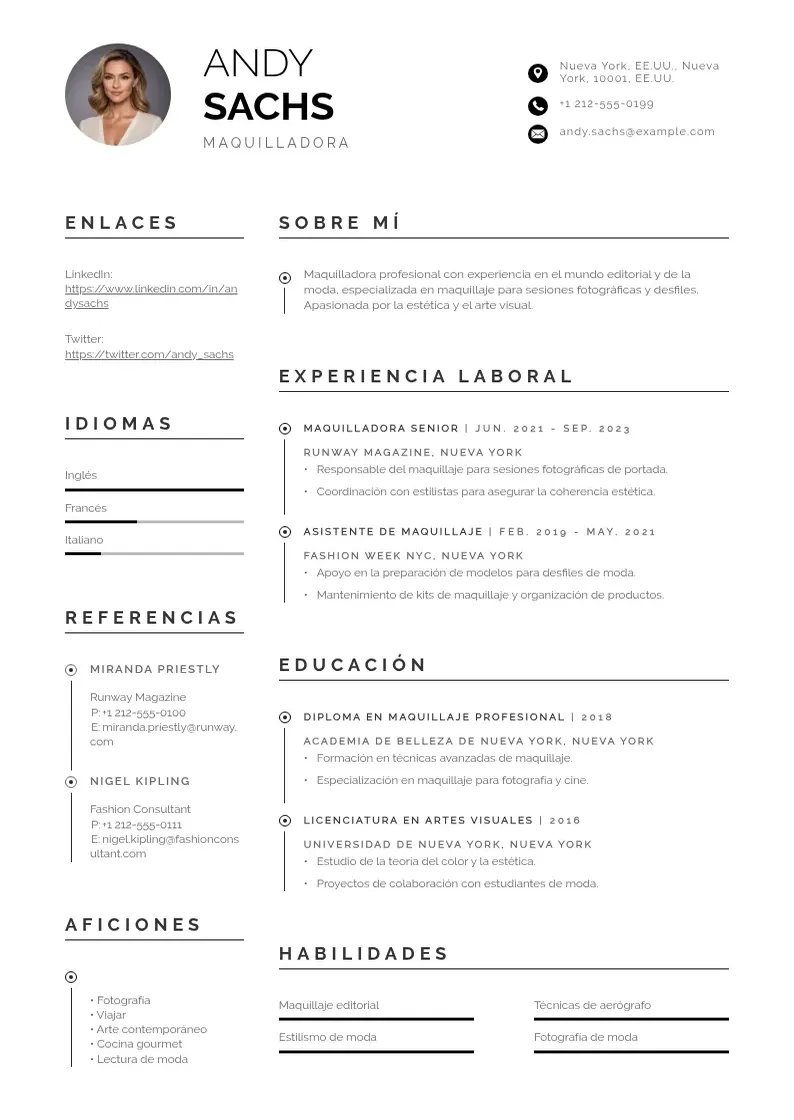 two column maquilladora resume example