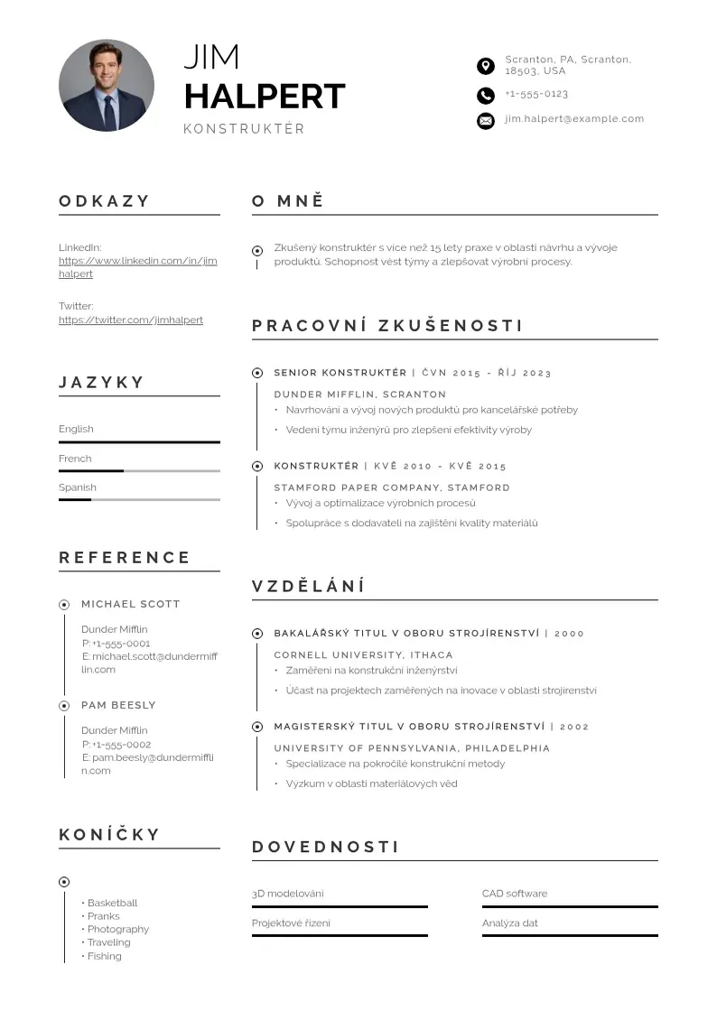 Profesionāla Zivotopis konstrukter CV veidne