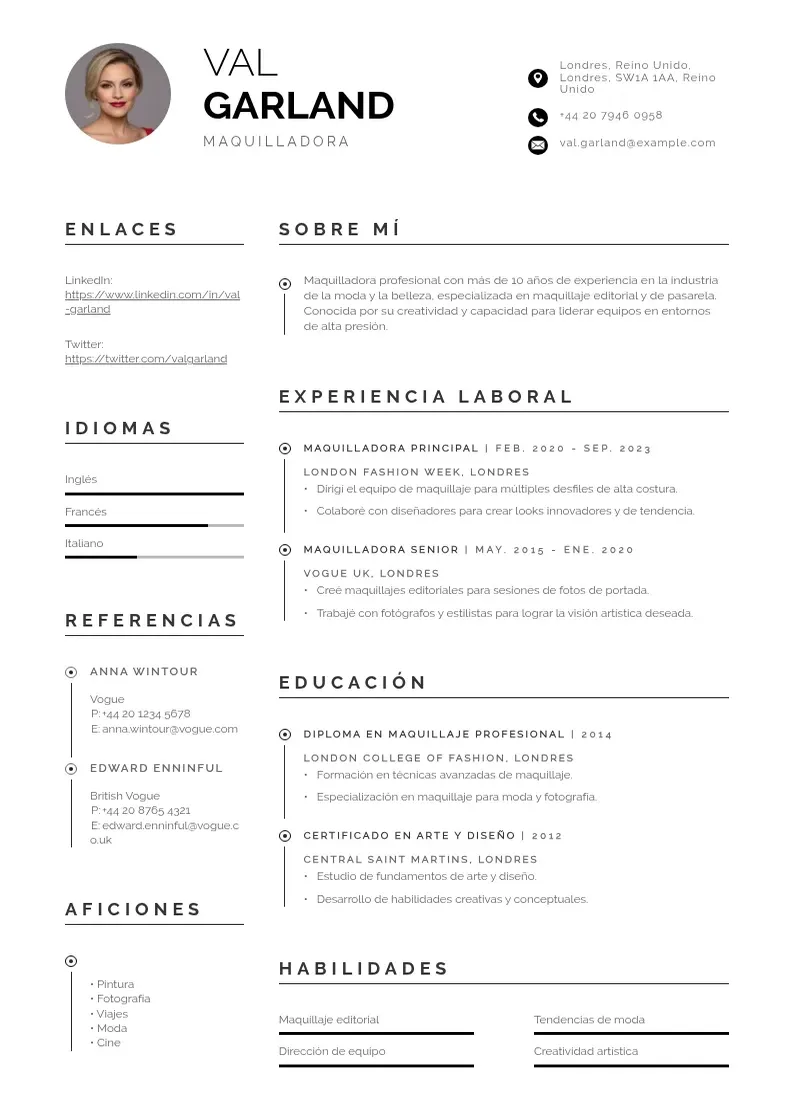 two column cv-maquilladora resume example