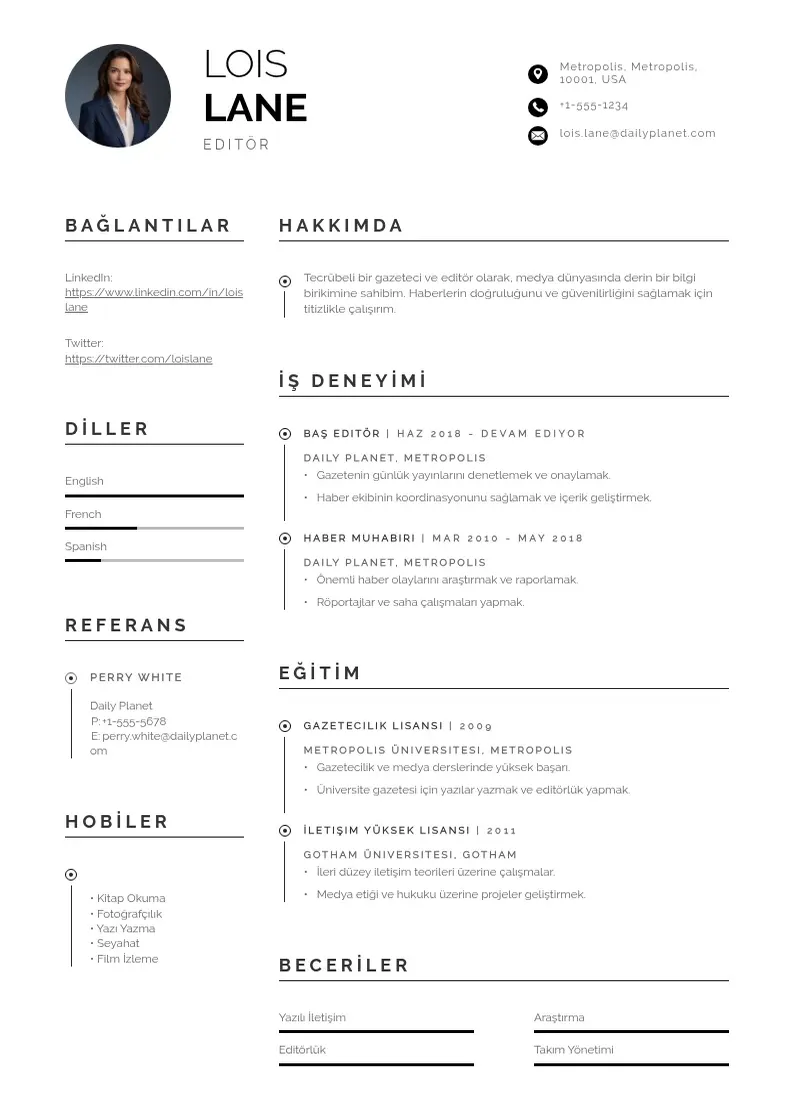 Profesionāla Editör  CV veidne