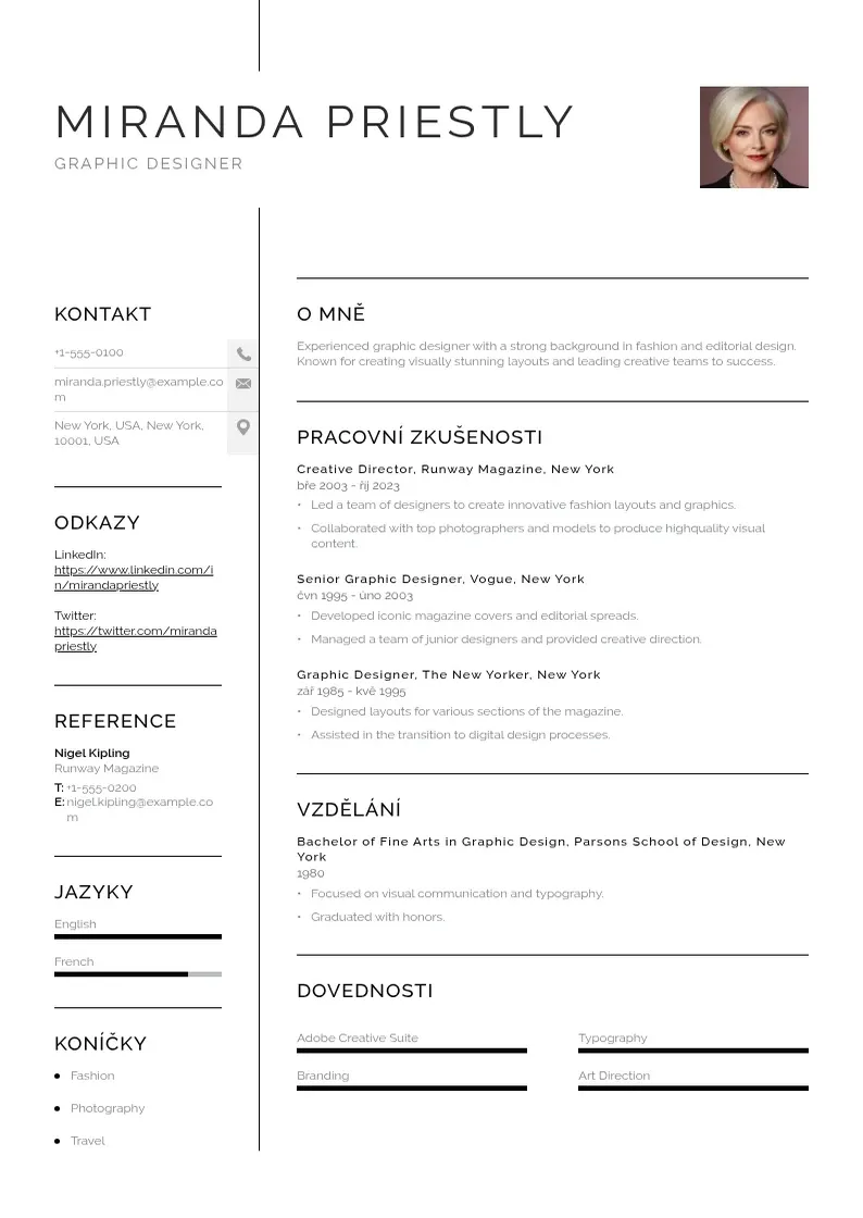 Vienkārša Grafik zivotopis CV piemērs