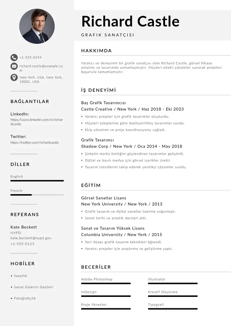 Mūsdienīga Grafik sanatçısı  CV veidne