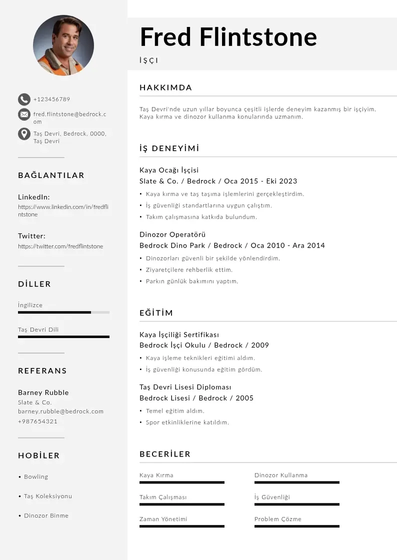 Mūsdienīga işçi  CV veidne