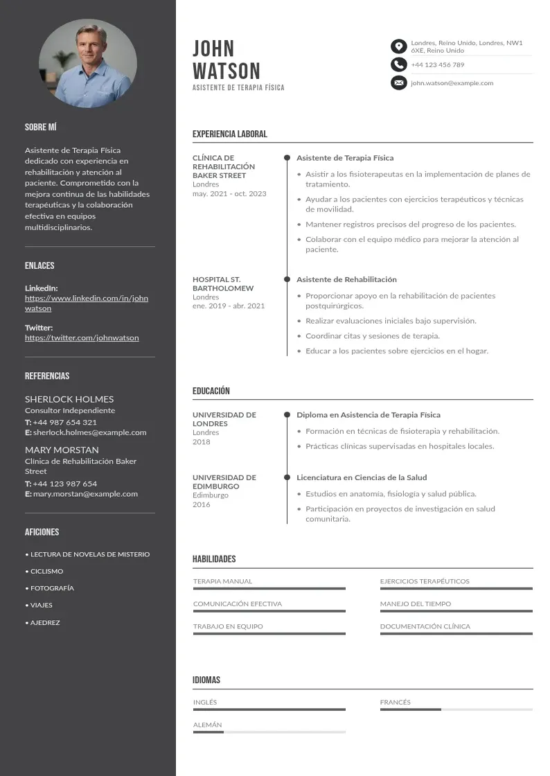 two column cv-asistente-de-terapia-fisica resume example