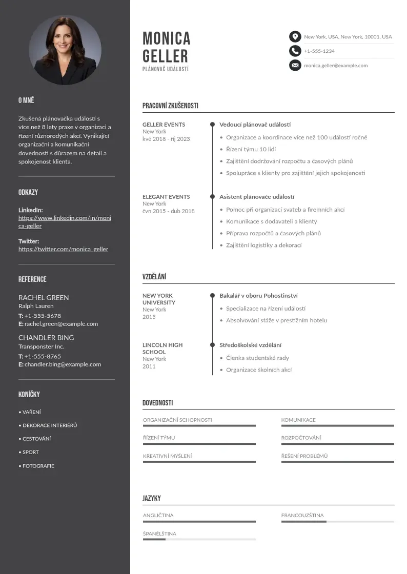 Divu kolonnu Planovac udalosti zivotopis CV piemērs