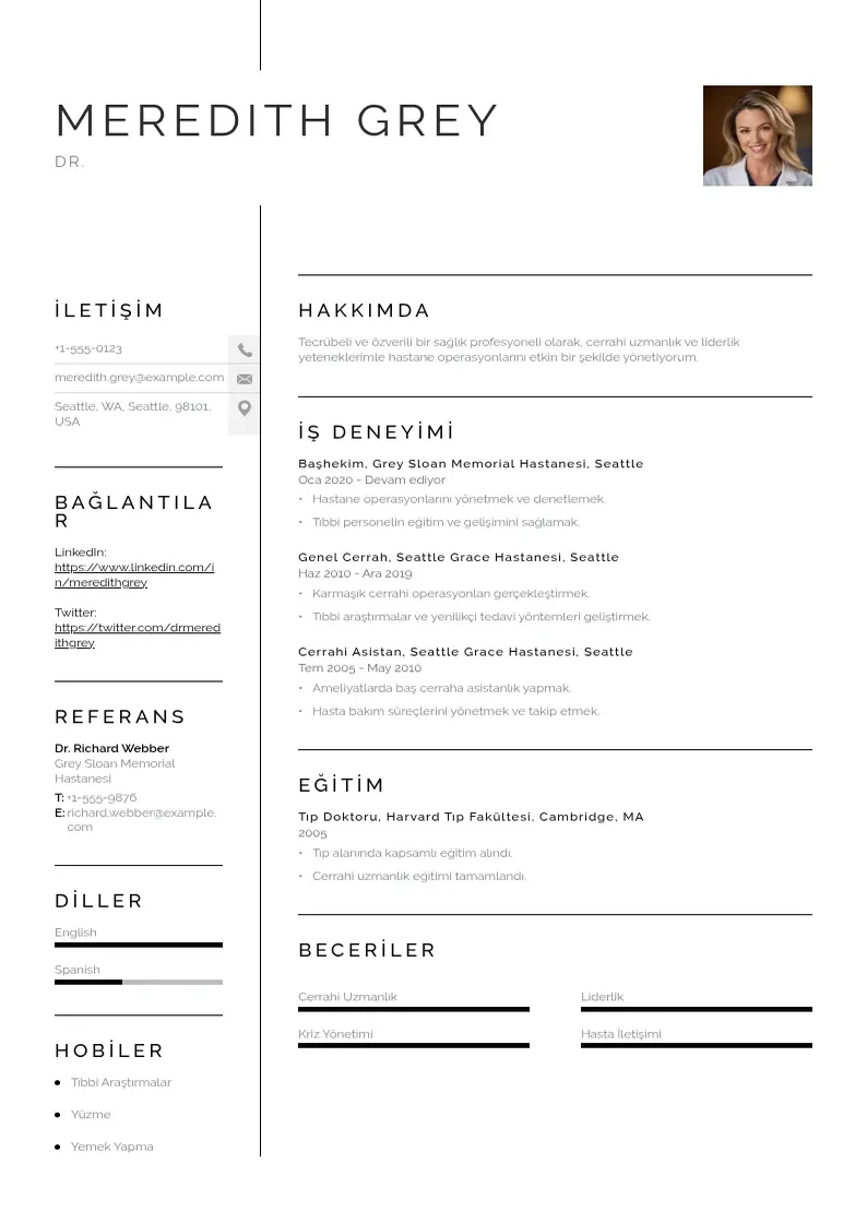 Vienkārša sağlık görevlisi  CV piemērs