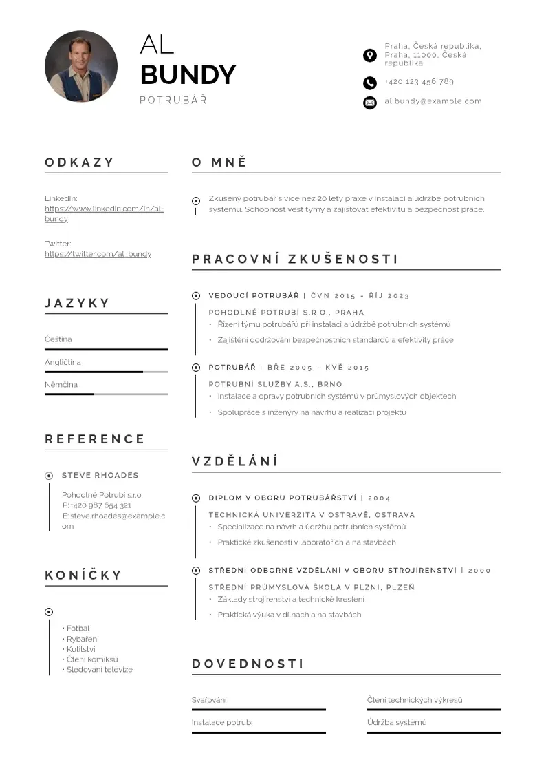 Profesionāla Pipefitter  CV veidne