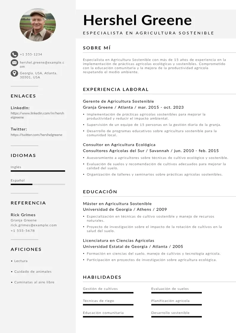 two column especialista-en-agricultura-sostenible resume example