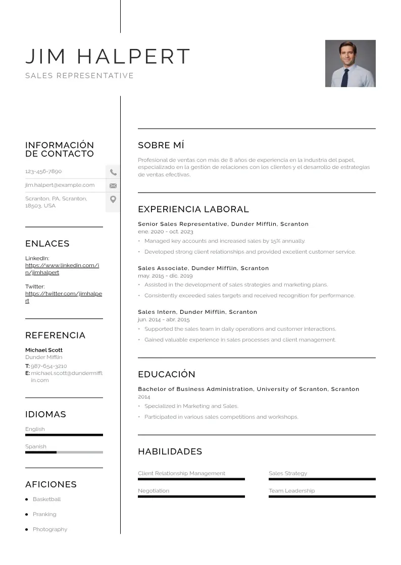 two column curriculum-de-vendedor resume example