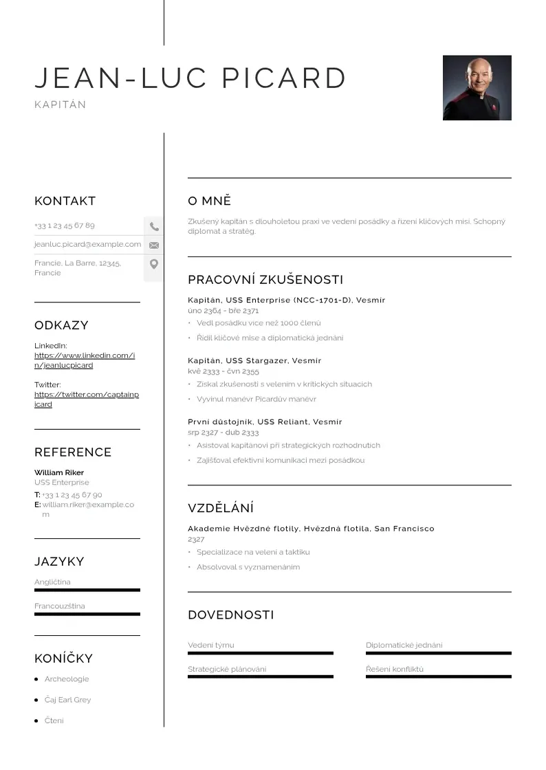 Vienkārša Vedeni tymu zivotopis CV piemērs