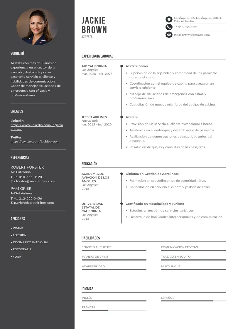 two column curriculum-de-azafata resume example